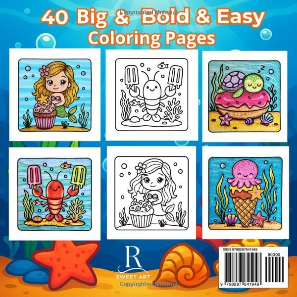 Ocean Coloring Book – Bold & Easy Sweet Treats: A fun and relaxing under the sea coloring book for adults, teens, and kids – featuring cute kawaii sea ... Book Series for Cake Lovers & Creatives) WoodArtSupply