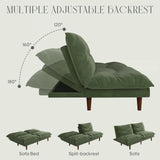DreamDashio Futon Sofa Bed, 69 inch Futon Couch with Adjustable Backrest, Corduroy Convertible Sleeper Sofa Bed, Folding Sleeper Recliner for Apartment, Living Room, Office, Green DreamDashio