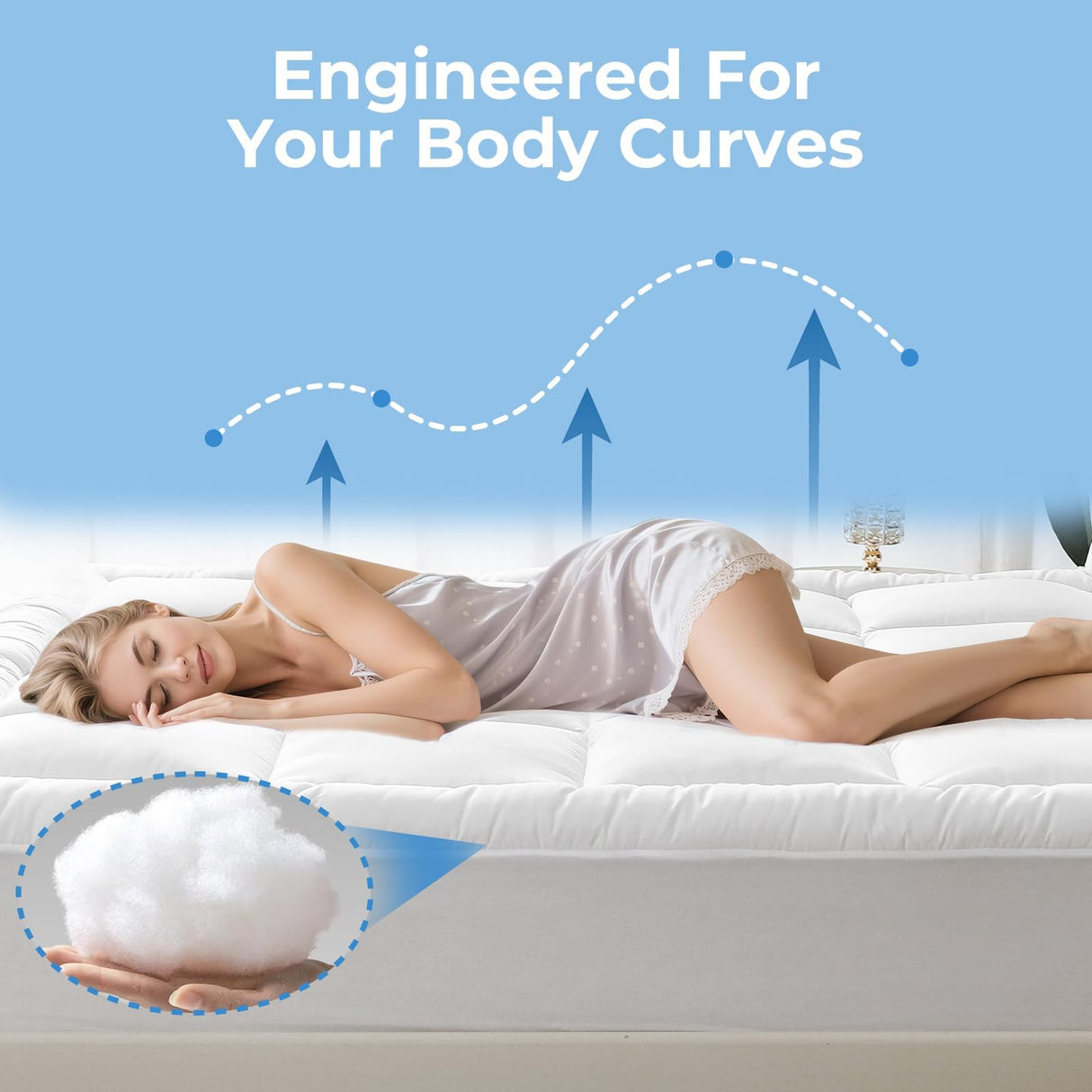 YUGYVOB Queen Mattress Topper -600GSM Extra Thick Cooling & Breathable Mattress Pad with Deep Pocket 8"-21" & Soft Down Alternative Filling, White YUGYVOB