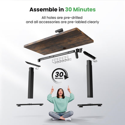 SIAGO Electric Standing Desk Adjustable - 48 x 24 Inch Sit Stand up Desk with Cable Management - 3 Memory Preset Adjustable Height Desk Computer Home Office Desk - WoodArtSupply