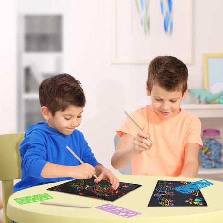 FUNNYB&G Rainbow Scratch Paper Art for Kids - 60 Pcs Magic Rainbow Scratch Paper Off Set Scratch Crafts Arts Supplies Kits Pads Sheets for Party Games Christmas Birthday Easter Gifts FUNNYB&G