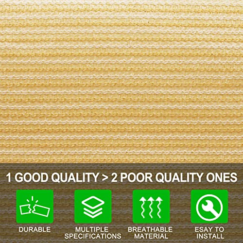 Shatex Shade Panel 10' x 12' Block 90% of Sunlight with Ready-tie up Ribbon for Pergola Gazebo Porch, Wheat Shatex