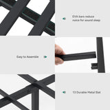 YITAHOME Queen Bed Frame with 2-Tier Storage Headboard, Metal Platform Bed Frame with Charging Station & LED Lights, Noise-Free/Metal Support/No Box Spring Needed, Rustic Brown YITAHOME