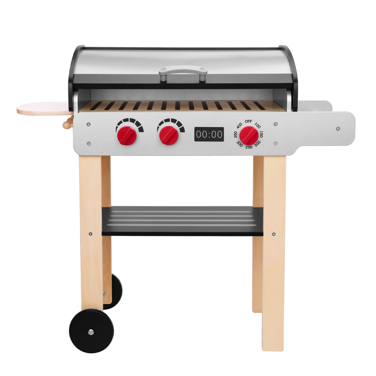 OOOK Wooden Play Barbecue Toy Grill, Kids Grill Playset with Play Food and Grilling Tools, Play Kitchen Accessories for Toddlers Boys Girls Age 3+ OOOK