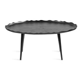 Kate and Laurel Alessia Modern Oval Coffee Table, 34 x 20 x 15, Black, Metal Living Room Table for Storage and Display with Antique Deckled Edge Detailing DesignOvation