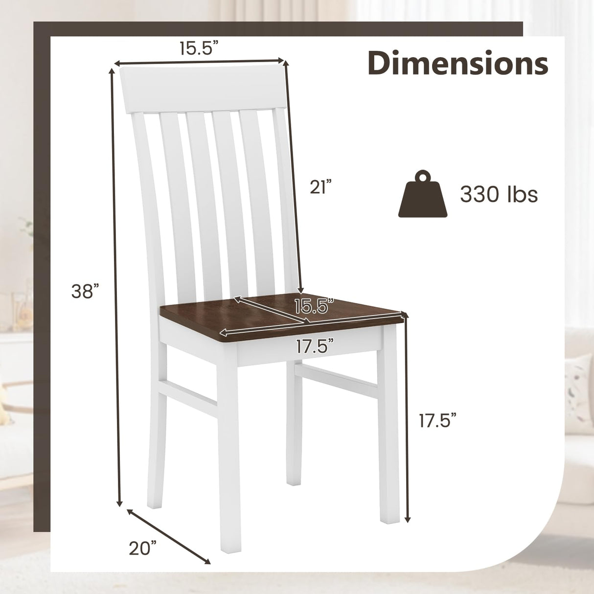 Giantex Wooden Dining Chairs Set of 2, Farmhouse Kitchen Chair with Hollowed Backrests & Rubber Wood Seats, Rustic Wood Side Chairs for Home Living Room Restaurant Giantex