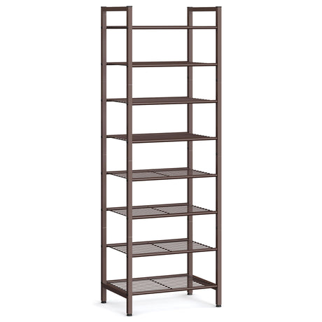 SONGMICS Narrow Shoe Rack - Sturdy 8 Tier Metal Tall Shoe Rack Shelf, Slim Shoe Storage Organizer for Closet Entryway Small Spaces, Bronze SONGMICS