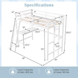 Giantex White Twin Size Loft Bed with Desk, Solid Wood Frame, Dual Ladders & Full-Length Guardrail Giantex