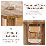 Rejeke 64.5" Dining Room Table Set for 6, Modern Farmhouse Wood Dining Table Set with Decorative Pedestal Legs & 6 Cushioned Chairs,Rustic Brown Kitchen Table Set for Kitchen, Easy Assembly Rejeke