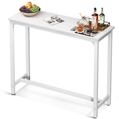 ODK 47 inch Bar Table, Bar Height Pub Table, Counter Height Bar Table, Rectangular High Top Kitchen & Dining Counter Tables with Sturdy Legs & Easy-to-Clean Top, Indoor use, White ODK
