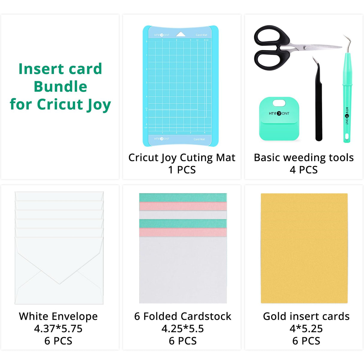 HTVRONT Insert Cards Bundle for Cricut Joy-Card Making Kit Include Insert Cards, Folded Cardstock, Envelope, Weeding Tools, Cricut Joy Card Mat, Suitable for DIY Valentine, Birthday, Holiday Card HTVRONT