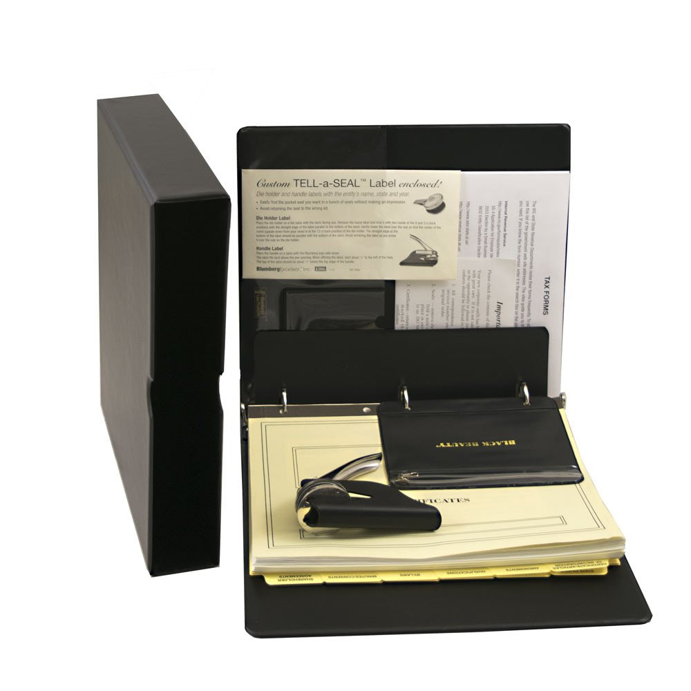 LLC Kit with Limited Liability Company Records Binder, Company Seal, Printed Membership Certificates with Full-Page Stubs, Blank Minute Paper and More, from Blumberg Black Beauty Model (Black) Blumberg's Law Products