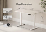 Claiks Electric Standing Desk, Adjustable Height Stand up Desk, 48x24 Inches Sit Stand Home Office Desk with Splice Board, White Frame/White Top Claiks