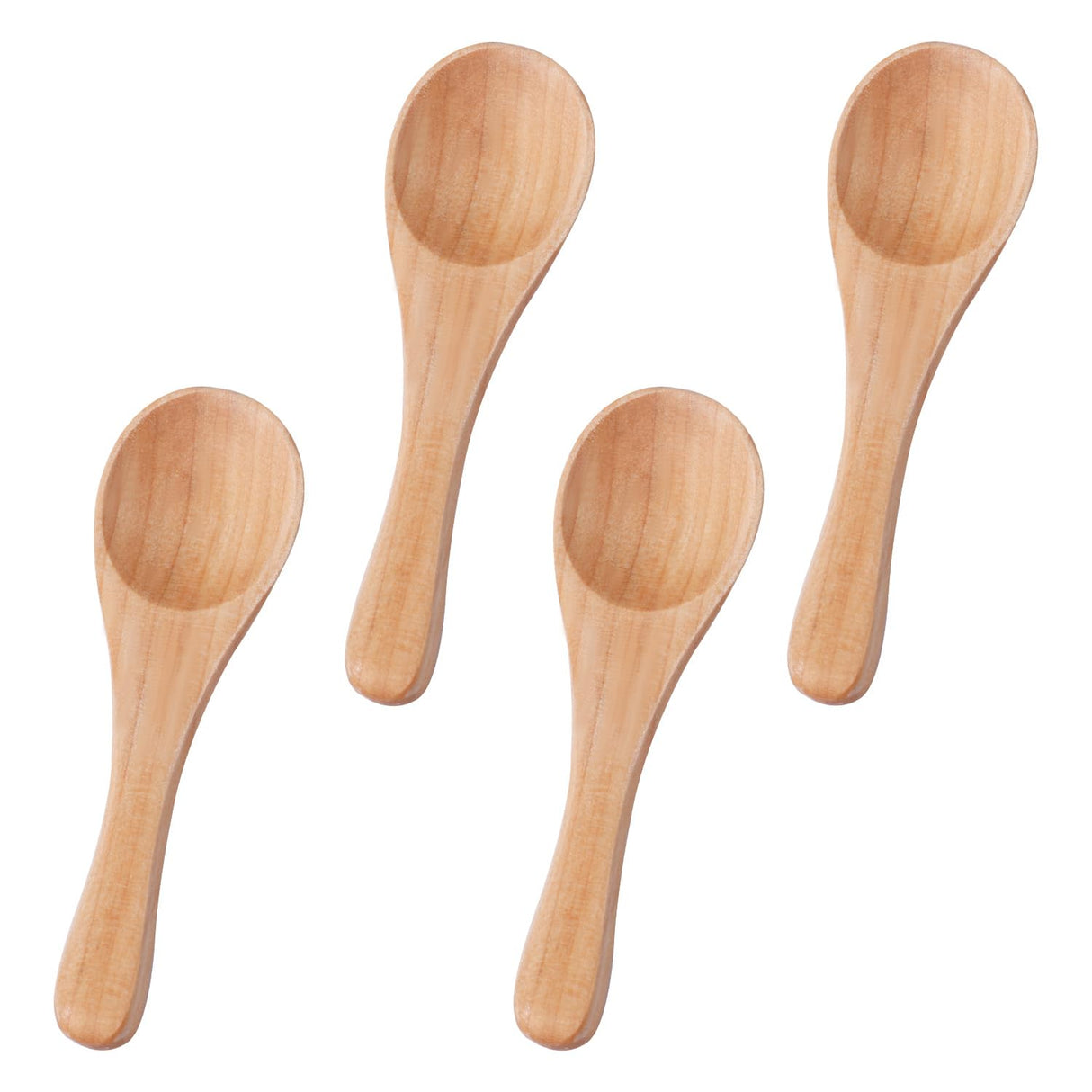 4pcs Handmade Small Wooden Spoons, 3.93x1.18 Inch Wooden Color Mini Condiment Spoons Tiny Spoons Wooden Serving Utensils Teaspoon for Eating Honey Spices Sauces Sugar Salt NQEUEPN