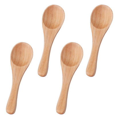 4pcs Handmade Small Wooden Spoons, 3.93x1.18 Inch Wooden Color Mini Condiment Spoons Tiny Spoons Wooden Serving Utensils Teaspoon for Eating Honey Spices Sauces Sugar Salt