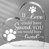 Chunful Pet Memorial Gift Pet Keepsake Sympathy for Loss Remembrance Cat Memorial Bereavement Crystal Acrylic Heart Decor Crystal Acrylic Heart Condolence Gifts for Loss of Loved One(If Love Could) Chunful