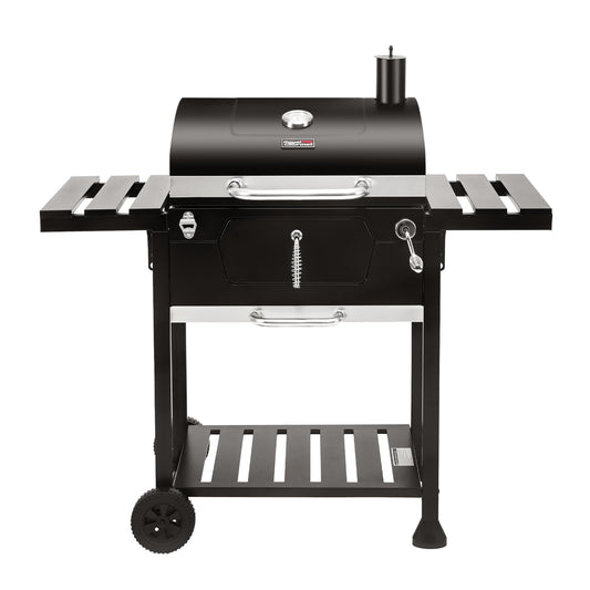 Royal Gourmet CD1824EN 24-Inch Movable Charcoal Grill with Foldable Side Tables, Outdoor Barbecue Grill with 490 Sq. In. Cooking Area for Outdoor Picnic and Camping Grilling, Black