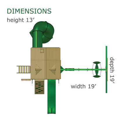 Gorilla Playsets 01-0030-AP Great Skye I Wood Swing Set with Wood Roof, Tube Slide, and Upper Level, Amber