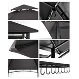 CHARMELEON Dark Grey Grill Gazebo, Double Tiered BBQ Gazebo, 5x8 Grill Canopy,Outdoor BBQ Canopy Tent with Stretchable Side Awning CHARMELEON
