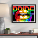 Diamond Art Painting Kit for Adults Proud Party Pride Lips Black Lesbian Gay Bisexual Transgender Queer Rainbow Wall Home Decor(Canvas 11.8 x15.8inch) Generic