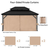 Covered Outdoor Gazebo Curtain Replacement Universal 4-Panel Sidewalls 12' x 16', Outdoor Gazebo Privacy Curtains with Zipper, Replacement for Outdoor, Patio Canopy, Garden and Backyard (Curtain Only) Covered Outdoor