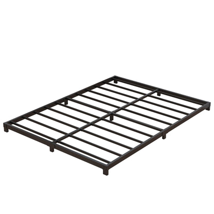 Nailsong 4 Inch Low Profile Queen Bed Frame - Heavy Duty Metal, No Box Spring Needed, Easy Assembly, Black - WoodArtSupply