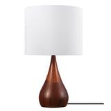 Globe Electric Novogratz x 65862 Harrington 20" Table Lamp, 2-Tone Faux Wood, White Cotton Shade Globe Electric