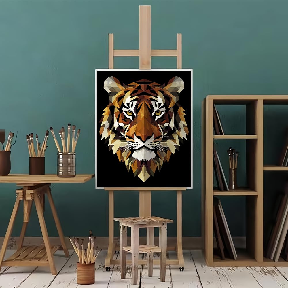Natuyalo Paint by Numbers for Adults Tiger Totem, Paint by Numbers Kit on Canvas for Beginners, Abstract Animals Painting Art Craft Set, 3 Paintbrushes and Acrylic Paint 16x20 Inch Natuyalo