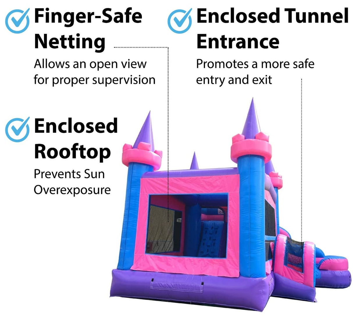TentandTable Inflatable Bounce House Water Slide for Kids 5-12 Large, Commercial Grade Bouncy Castle for Adults, Jump House, Includes Electric Air Blower, 19' L x 18.5' W x 16' H, Pink Modular TentandTable