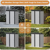 Greesum 5×3 FT Outdoor Storage Shed, Metal Storaged Sheds Without Floor, Tool Sheds with Lockable Doors and Sloping Roof for Garden, Patio, Backyard, White Greesum