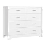 HITHOS White 8 Drawer Dresser for Bedroom, 47" Wood Dresser & Chest of Drawers, Modern Double Storage Cabinet with Deep Drawers | Metal Handles for Living Room, Hallway, Entryway HITHOS