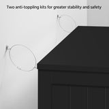 Yaheetech Black Wooden Bathroom Storage Cabinet with 4 Drawers and Double Doors Yaheetech