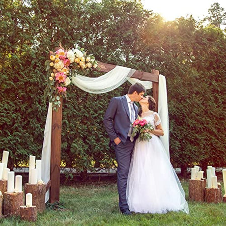 Wedding Arch Draping Fabric, 63" x 26Ft White Wedding Arch Drapes Tulle Fabric Drapery Sheer Backdrop Curtains for Wedding Ceremony Arch Stage Party Ceiling Décor Bukani
