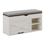ChooChoo Storage Bench with Cushion, Shoe Bench with Lift Top Storage, Adjustable Shelf, Shoe Cabinet for Entryway, Living Room, Bedroom, Soft White & Brown ChooChoo