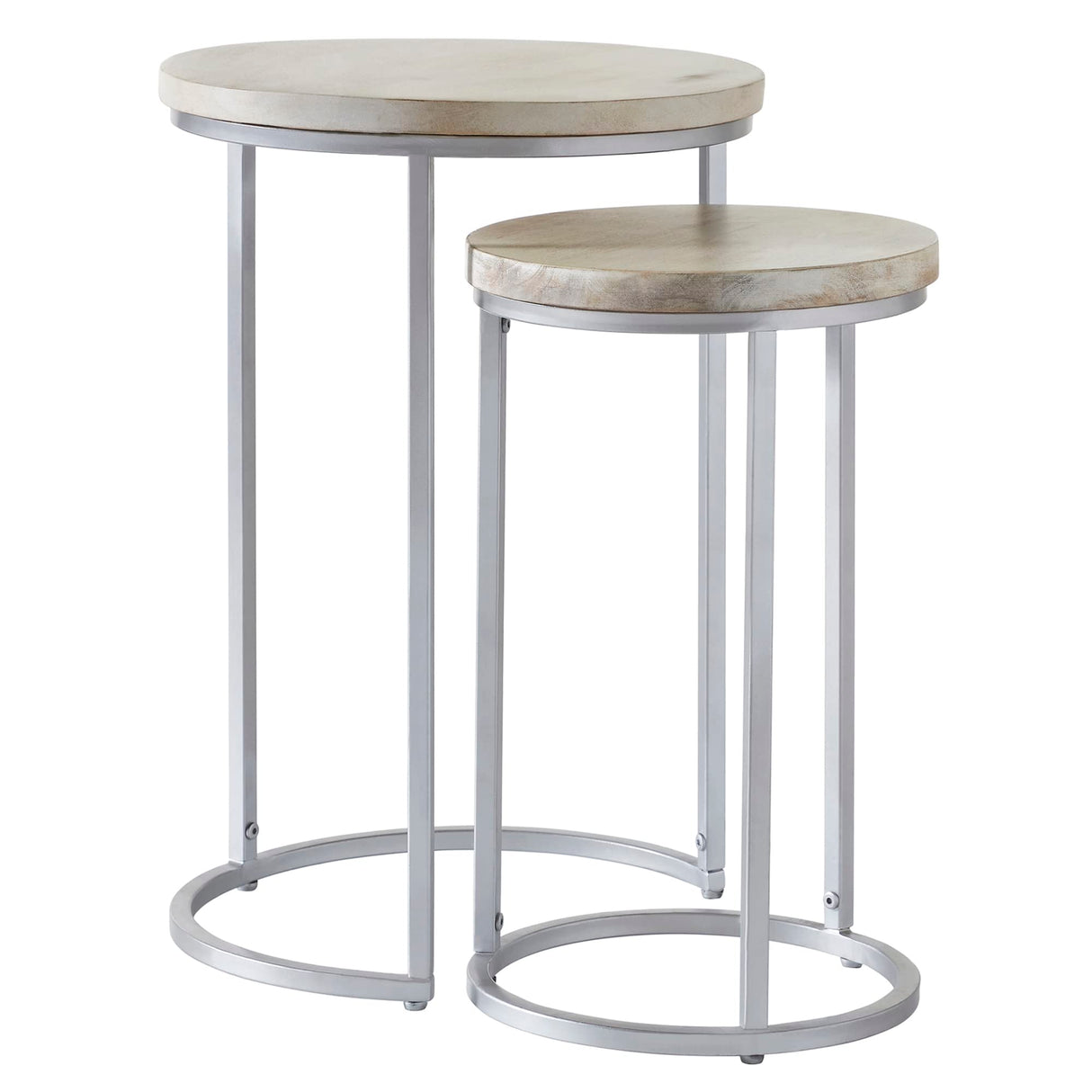 FirsTime & Co. Natural and Silver Isla Nesting End Table 2-Piece Set, Side Table, Night Stand, Acacia Wood and Metal, 16 x 16 x 24 inches FirsTime & Co.