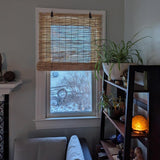 Blackout Bamboo Roman Shades Waterproof Curtains Cordless 16" 28" 36" 42" 48" 56" 62" 70" 74" Retro Bamboo Blinds for Indoor/Outdoor Windows, Porch, Patio, Easy to Install QHDPKU