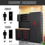 HPDMC 6-Pcs Garage Storage Cabinet System: Workshop Set with Steel Cabinet Drawers, Rolling Chest, Workbench, Pegboard for Tool Organization HPDMC