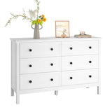 LYNSOM White Dresser for Bedroom, Modern 6 Drawer Double Dresser with Deep Drawer and Metal Handle, Wood Dressers & Chests of Drawers for Hallway, Entryway LYNSOM