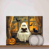 Ghost Reading Book Paint by Number for Adults Beginner Cute Ghost Paint by Number Kit on Canvas DIY Halloween Spumpkins Paintwork for Home Wall Decoration and Gifts 16x20 Inch (Frameless Aihonmin