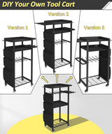 Artibear 4-Tier Rolling Power Tool Organizer Storage Cart, Garage Organization on Wheels Tool Cart with Drill Set Rack Shelf, Mechanic Utility Cart for Workbench & Outdoors Working, Gift for Men Dad Artibear