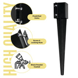 WIMART Fence Post Anchor - Heavy Duty Metal 4''x4'' Ground Spike for Fence, Mailbox, Bird Feeder, Decking... with Black Powder Coating (Set of 8) WIMART