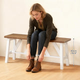 HOOBRO Bamboo Dining Bench, 39.4 inch Farmhouse Kitchen Table Bench, Solid Bamboo Dining Room Bench for Kitchen, Living Room, Bedroom, Hallway, Sturdy and Stable, Walnut and White WH17CD01 HOOBRO