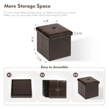 B FSOBEIIALEO Folding Storage Ottoman Cube, Faux Leather Footrest Seat Coffee Table, Brown 11.8"x11.8"x11.8" B FSOBEIIALEO