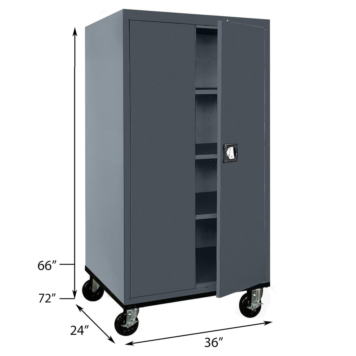 Sandusky Lee TA3R362466-02 Transport Series Metal Storage Cabinet with Wheels, Adjustable Shelves, 200lb Capacity, 24" Depth x 36" Width x 72" Height, Charcoal Sandusky