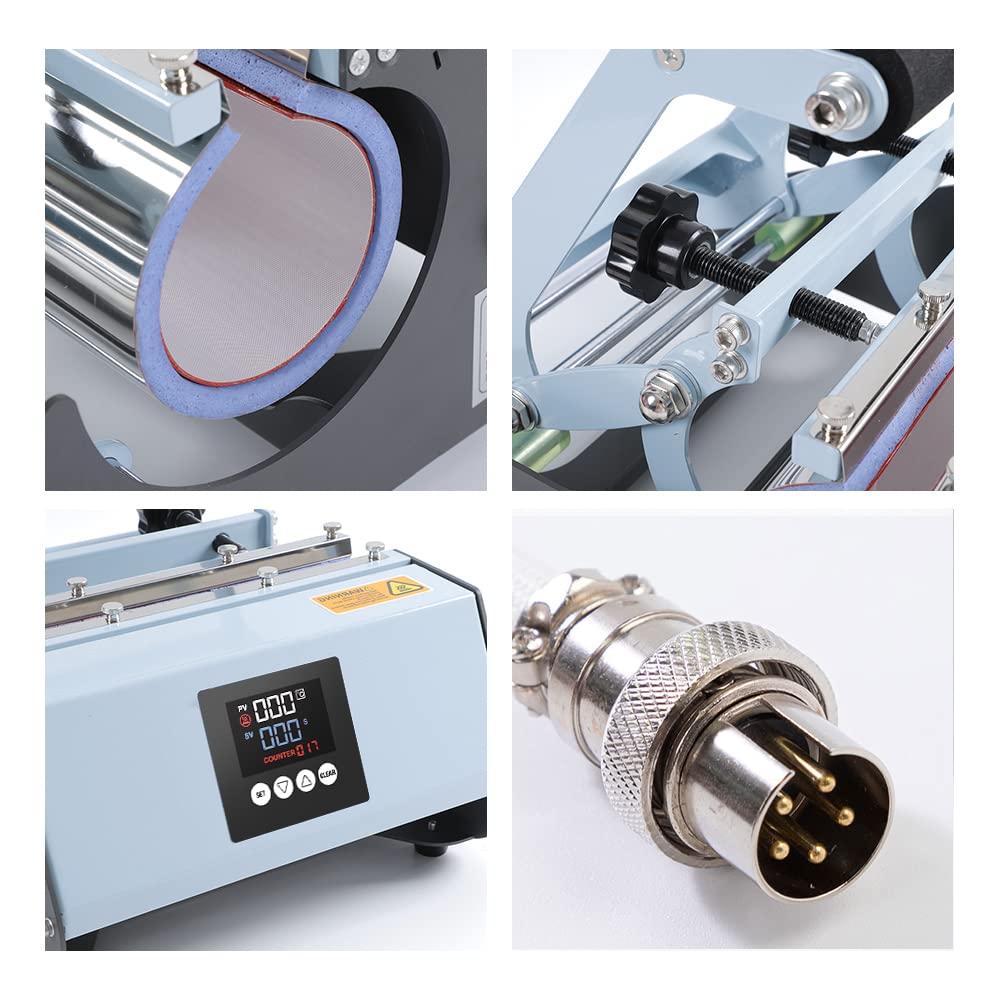 PYD Life 110 V Tumbler Heat Press Machine Blue Mug Press Machine for 30 OZ 20 OZ 16 OZ Straight Sublimation Blanks Skinny Tumbler 15 OZ 11 OZ Sublimation Ceramic Mugs Heat Transfer Print PYD Life