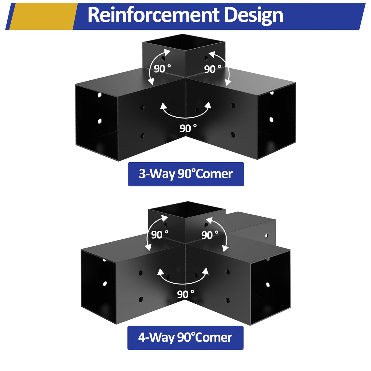 Heavy Alloy Steel Pergola Bracket Kit with 4-Way Pergola Kit for 6"x 6" (Actual 5.5" X 5.5") Lumber，Wood Pergola Brackets Suitable for Pergolas，Gardens，Patio and Metal Gazebo Kits with Screws JEXALINE