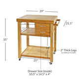 Home Aesthetics Rolling Kitchen Island Cart with Drawers Shelves, Towel Rack, Locking Casters, Butcher Block Food Prepping Cart Trolley on Wheels, Home Aesthetics