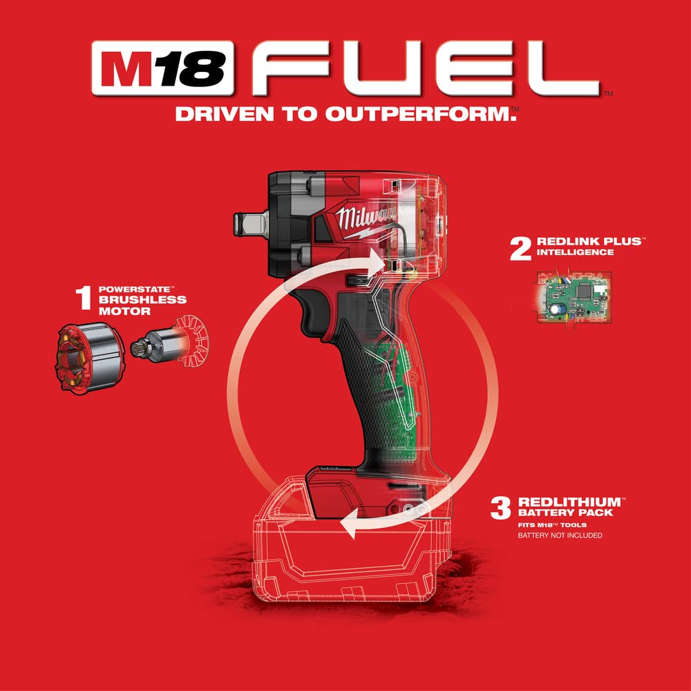 Milwaukee 2855-20 18V Brushless Cordless 1/2" Impact Wrench with Friction Ring - WoodArtSupply