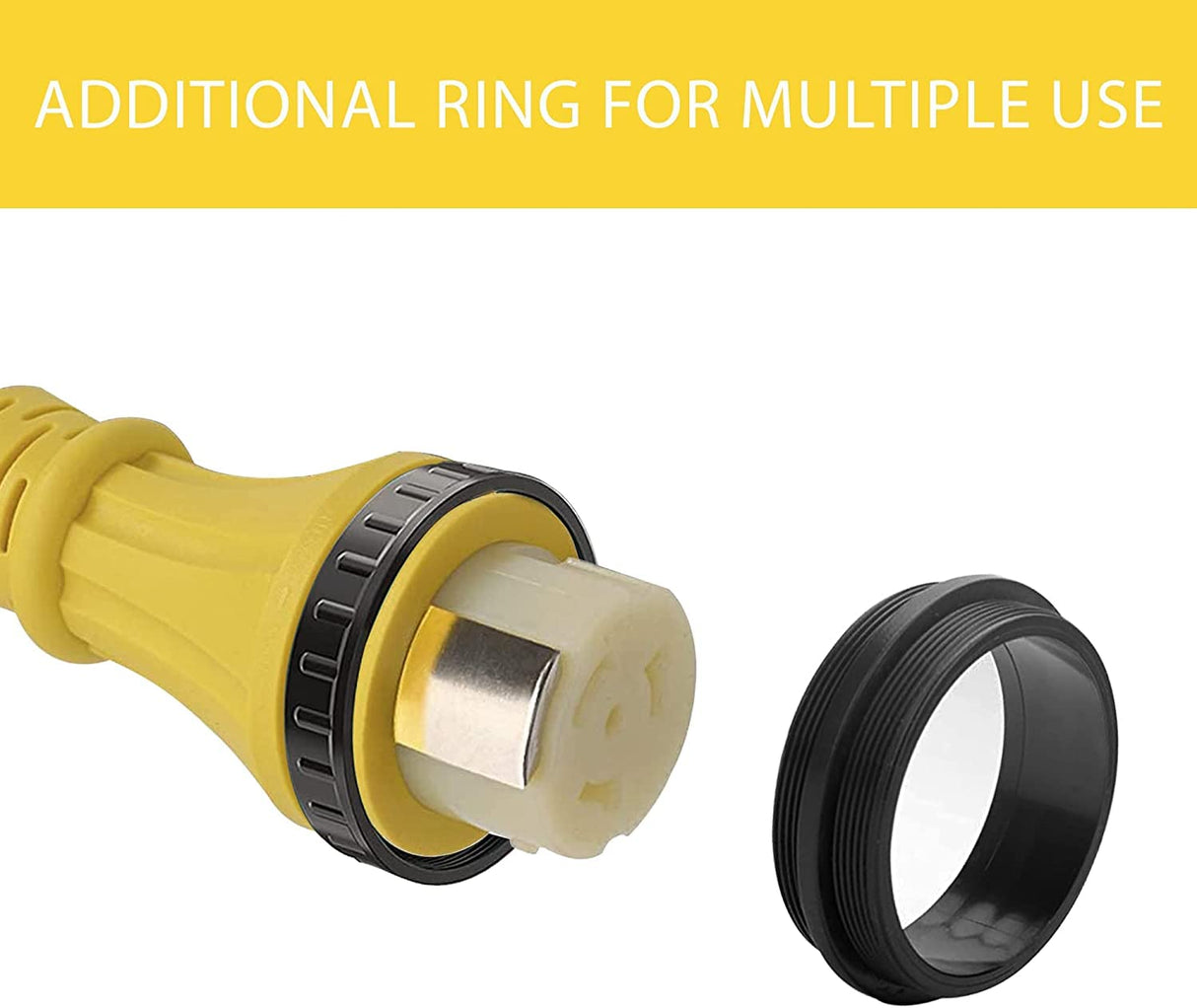 S7 50Ft 50Amp STW Heavy Duty RV Extension Cord with Additional Ring,14-50P Male and SS2-50R Twist-Locking Female,6AWG/3C + 8AWG/1C 125V/250V for RV Trailer, Camper, Motorhome S7