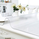 NECAUX Custom 39.4 x 96 Inch Frosted Table Cover Protector, 1.5mm Thick Wood Grain Transparent Table Pad Non-Slip Tablecloth Plastic Protective Pad for 8 Foot Dining Room Table, Conference Table NECAUX